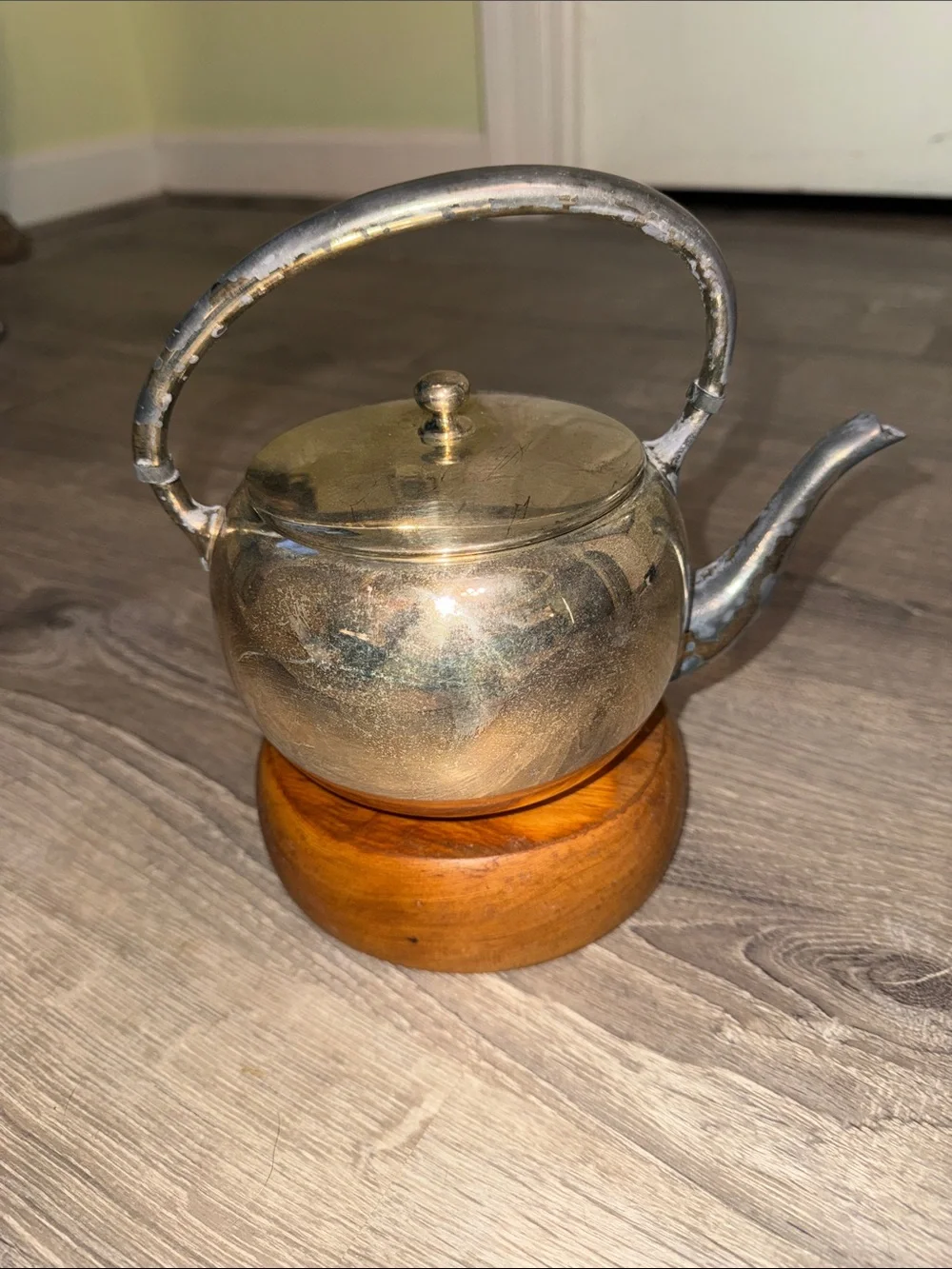 Academy Silver on Copper Teapot with Curved Handle